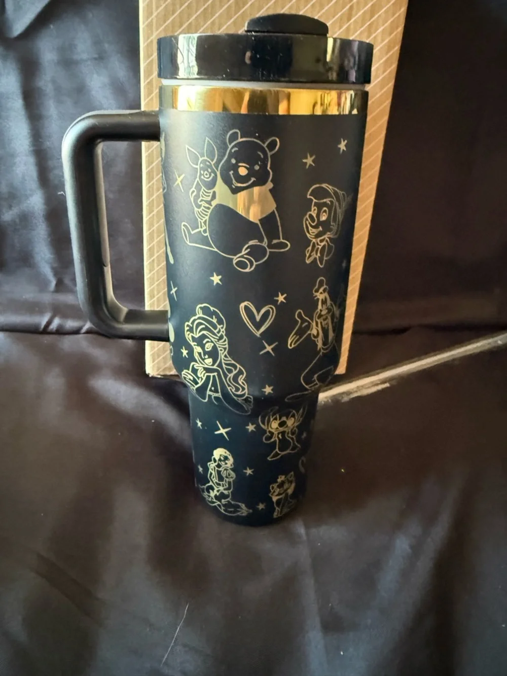 New Stanley 40oz Black & Gold Laser Engraved Disney Castle Stainless Tumbler - Picture 9 of 13